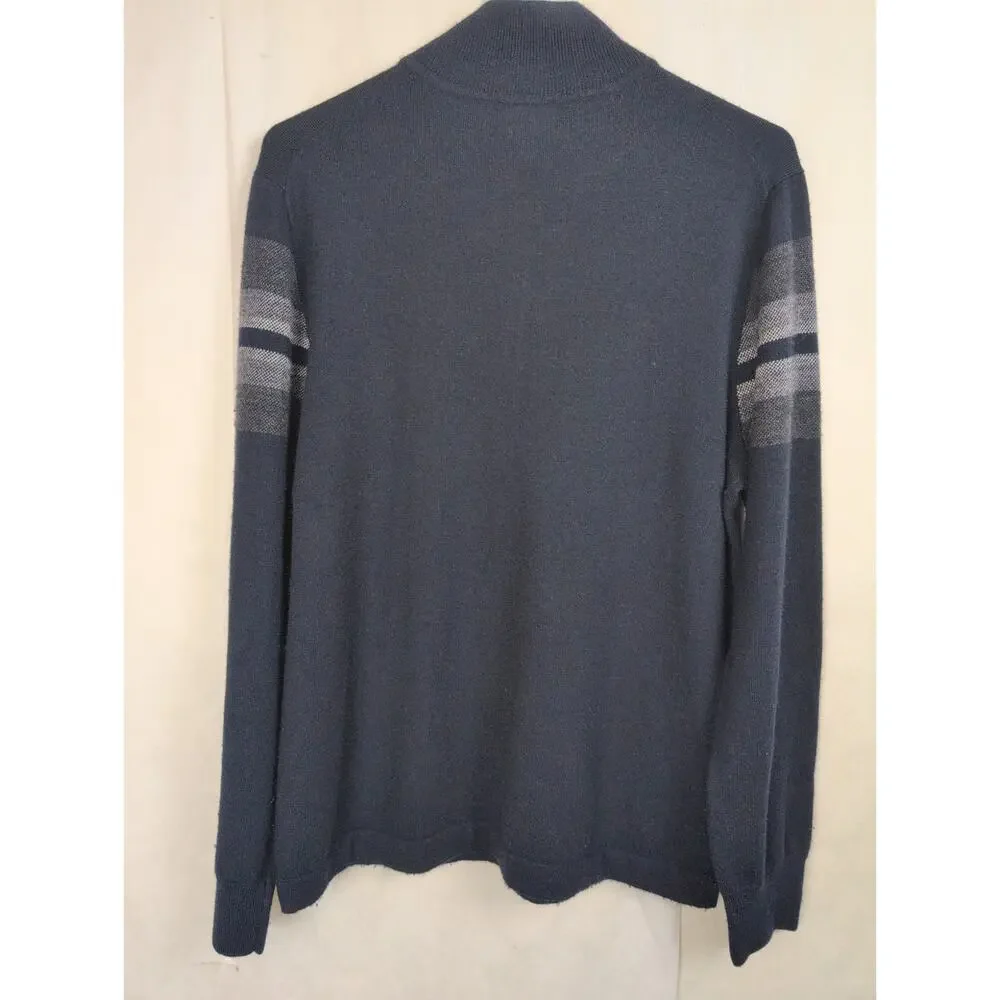 Banana Republic navy blue Merino wool quarter zip sweater Size L Preppy Cabin